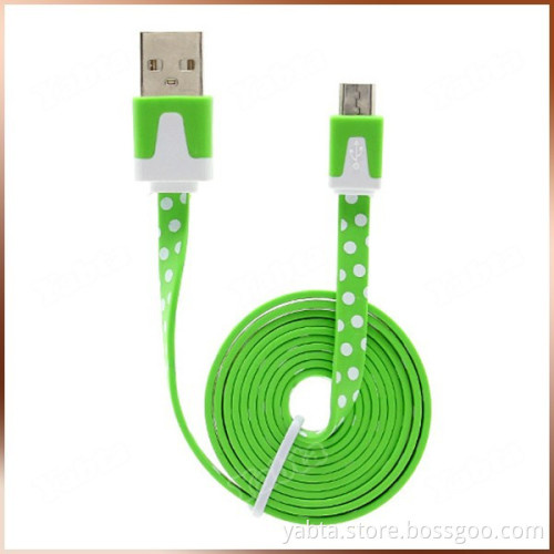 Green 1M Flat 5 Pin Micro To USB 2.0 Printed Data Cable For Android Phone